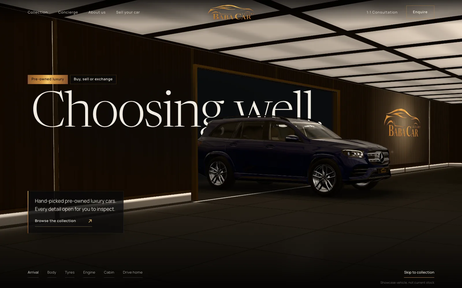 The Baba Luxury Cars website on a laptop screen