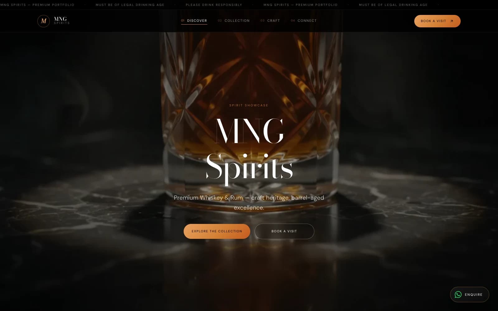 The MNG Spirits website