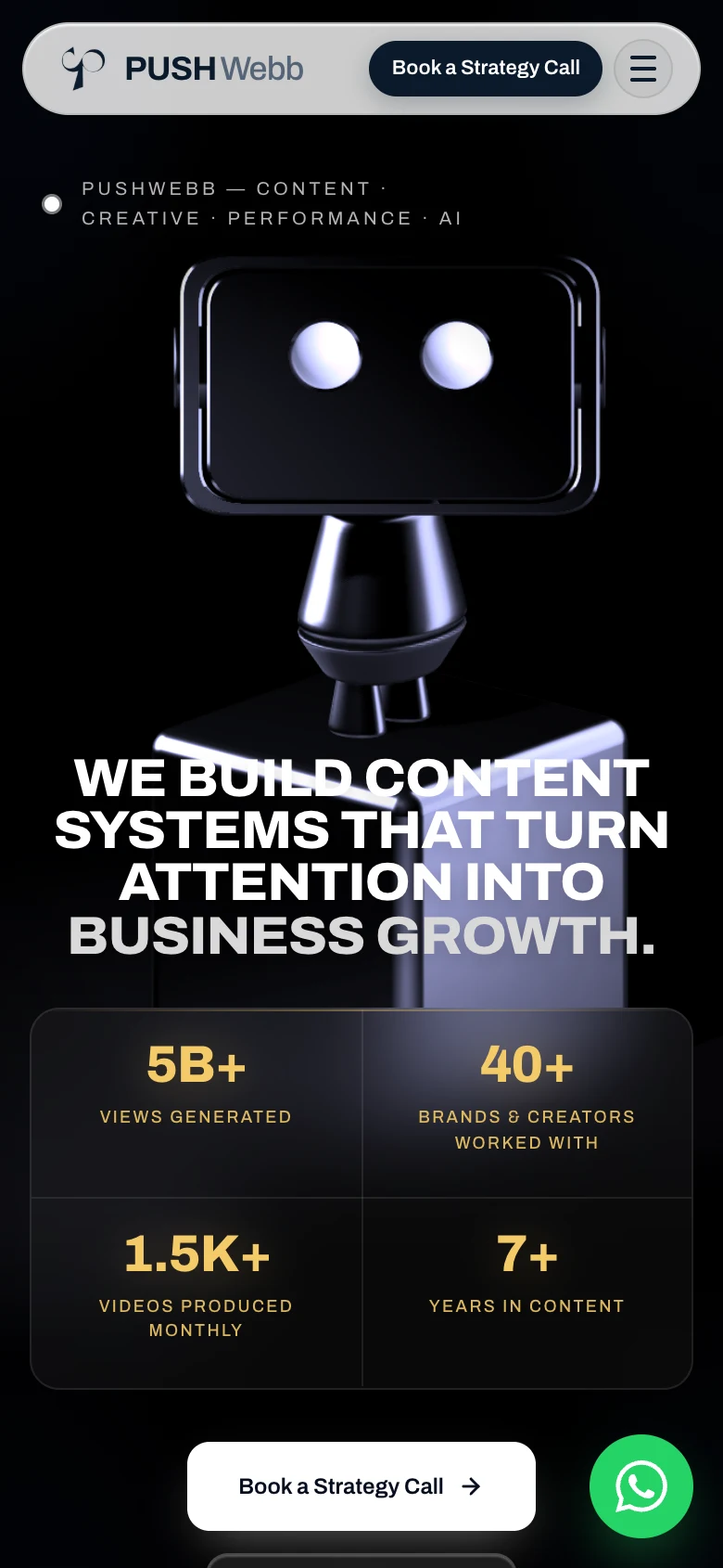 The PUSHWebb website on a phone
